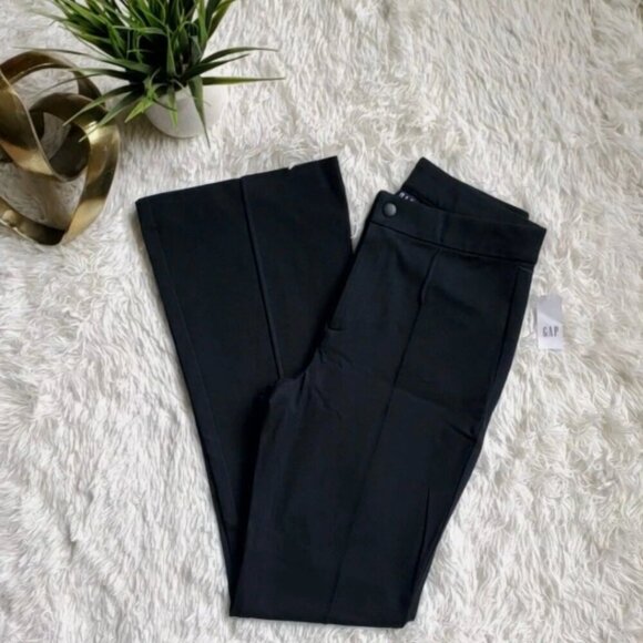 GAP High Rise Stretch Black Pintuck Pleat FLARE Pants sz 8 PETITE RT$80 #455131 - Picture 11 of 13